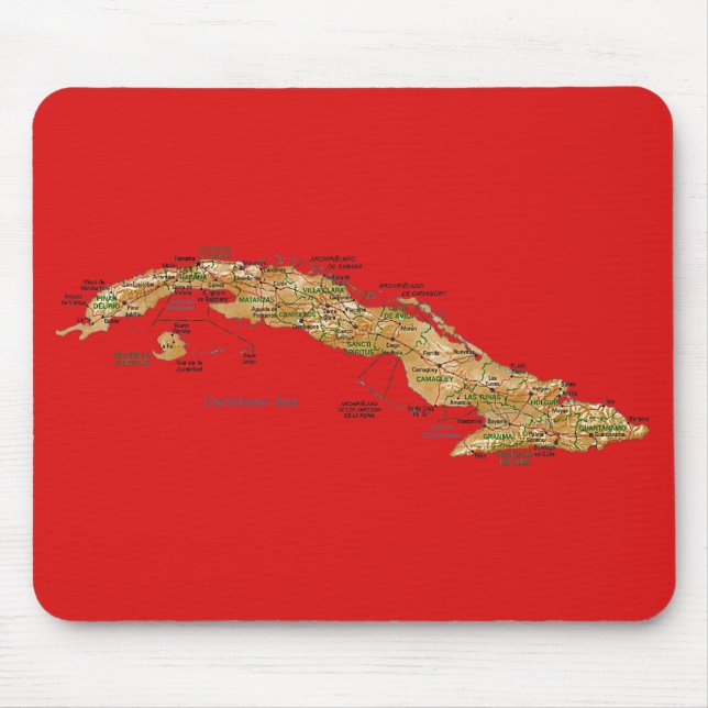 Alfombrilla De Ratón Cuba Mapa Mousepad (Frente)