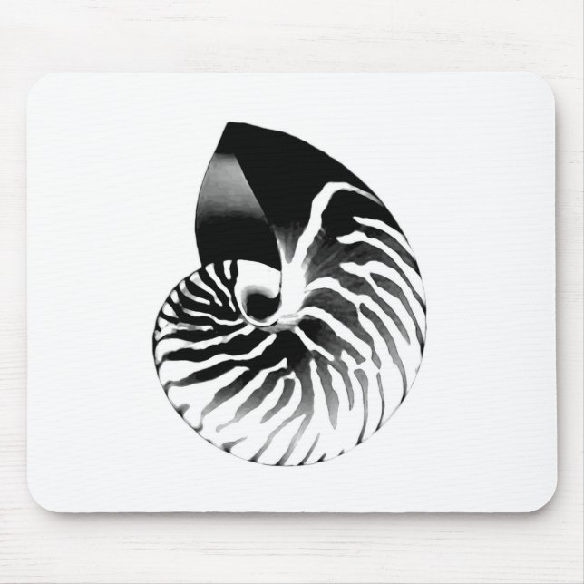 Alfombrilla De Ratón Cubierta de Nautilus - negro, gris y blanco (Frente)