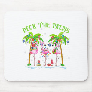 Alfombrilla De Ratón Cubierta Las Palmas Flamingo Navidades Tropicales