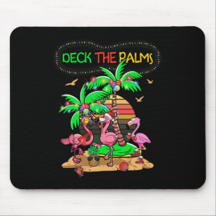 Alfombrilla De Ratón Cubierta Las Palmas Merry Flamingo Navidades Palm 