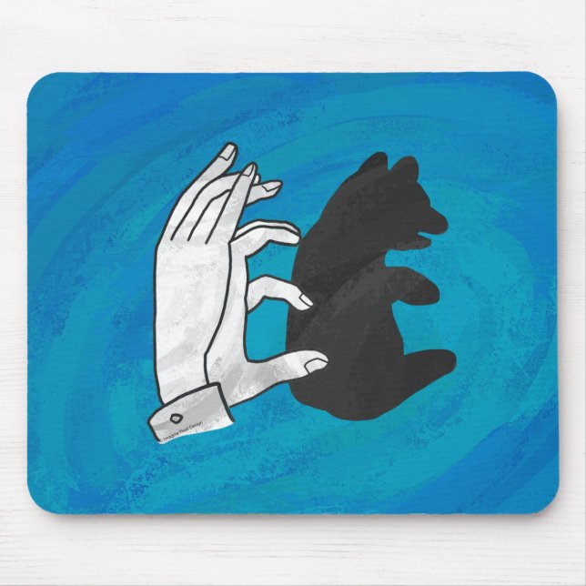 Alfombrilla De Ratón Cubo De Oso Sombra Sobre Azul (Frente)