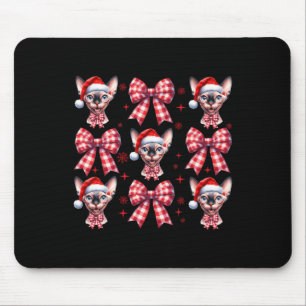 Alfombrilla De Ratón Cuchillo Sphynx Cat Red Plaid Coquette Bow Navidad