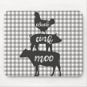 Alfombrilla De Ratón Cucú Oink Muu Gallina Vaca Cerdo Granja