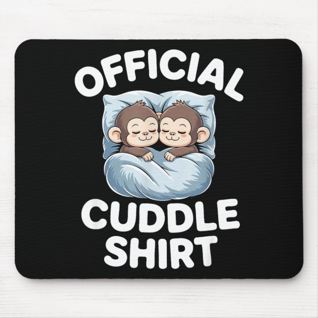 Alfombrilla De Ratón Cuddle Shirt Cute Sleepy Monkey Couple  (Frente)