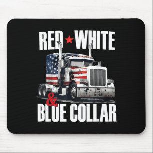 Alfombrilla De Ratón Cuello Rojo Blanco Y Azul Patriótico Camionero Usa