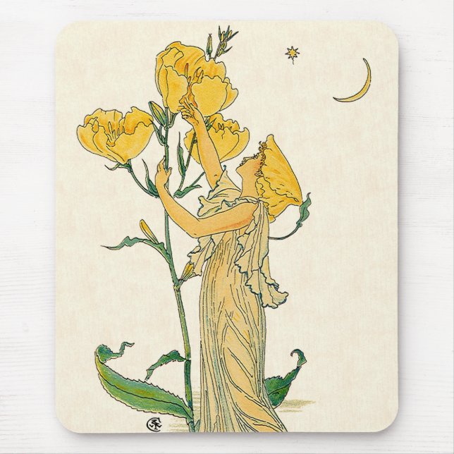 Alfombrilla De Ratón Cuento de Hadas Antiguo, Primula, Walter Crane (Frente)