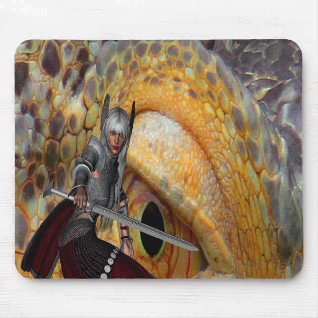 Alfombrilla De Ratón Cuento popular de dragón de fantasía (Frente)