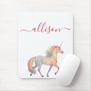 Alfombrilla De Ratón Cuerno de unicornio de arcoíris mágico personaliza