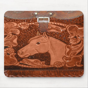 Alfombrilla De Ratón Cuero equipado "caballo" Mousepad occidental