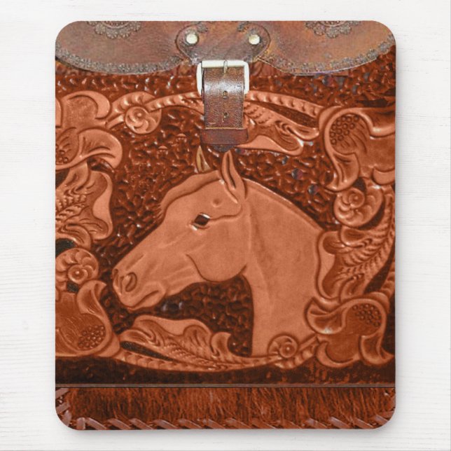 Alfombrilla De Ratón Cuero equipado "caballo" Mousepad occidental (Frente)