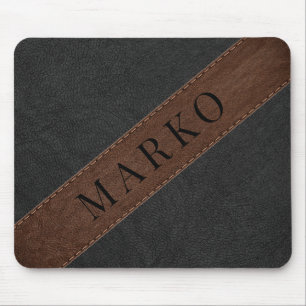 Alfombrilla De Ratón Cuero negro y marrón masculino