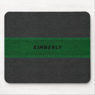 Alfombrilla De Ratón Cuero negro y verde masculino