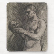 Cuerpo de un hombre sosteniendo un cráneo (por Alb