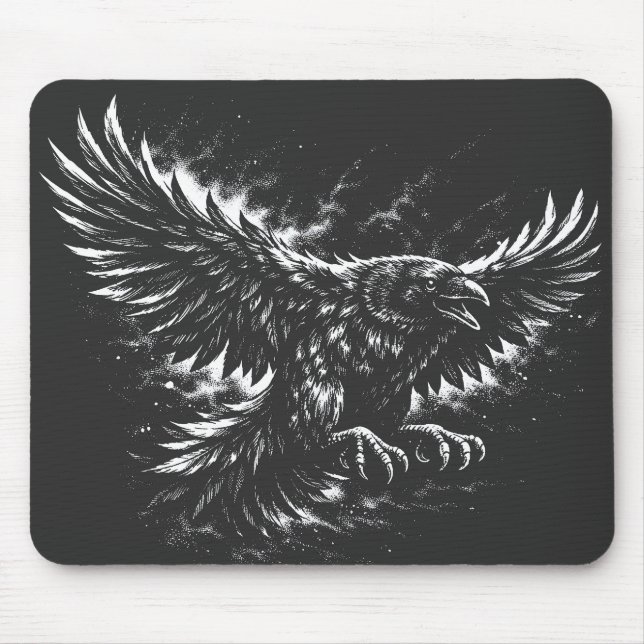Alfombrilla De Ratón Cuervo gótico – por BurnsInHell (Frente)
