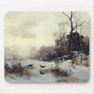 Alfombrilla De Ratón Cuervos en un invierno Landscape, 1907