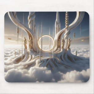 Alfombrilla De Ratón Cuidadores guardan portal del cielo en las nubes