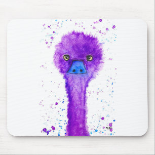 Alfombrilla De Ratón Cuidadoso emu morado acuarela animal caprichoso
