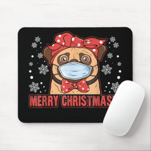 Alfombrilla De Ratón Cum Pug Dog Face Mask Feliz Navidad
