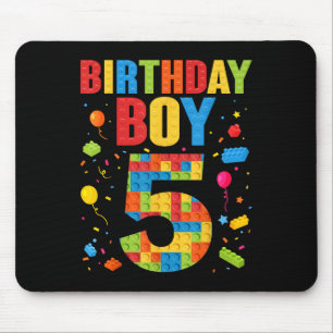 Alfombrilla De Ratón Cumpleañero Niño 5 Años Bloques de Construcción 5t