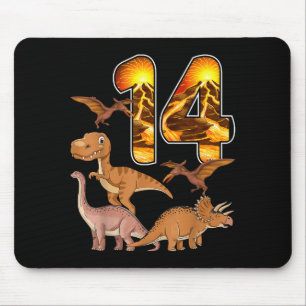 Alfombrilla De Ratón Cumpleaños 14 Dinosaurio T-rex 14 Años Cumpleaños