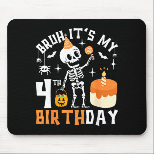 Alfombrilla De Ratón Cumpleaños 4 de Halloween Bruh-divertido Esqueleto