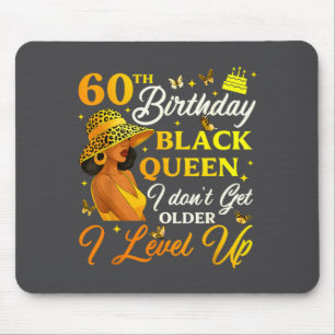 Alfombrilla De Ratón Cumpleaños 60 Negro Reina Subir De Nivel Emwering