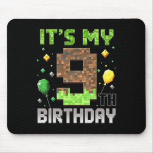 Alfombrilla De Ratón Cumpleaños 9 niños Gamer Pixel 9 años videojuego