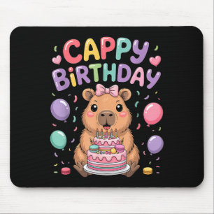 Alfombrilla De Ratón Cumpleaños de niña de animales lindo carpincho fie