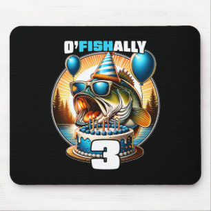 Alfombrilla De Ratón Cumpleaños de pesca de 3 años O'fishally 3 años Cu
