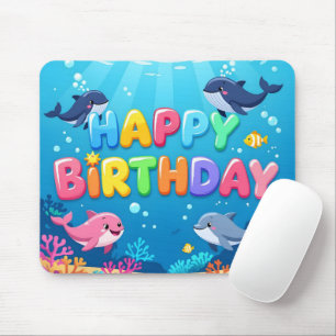 Alfombrilla De Ratón Cumpleaños feliz delfín náutico lindo