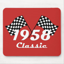Alfombrilla De Ratón Cumpleaños Retro 1958 Bandera de Carrera a Cuadros