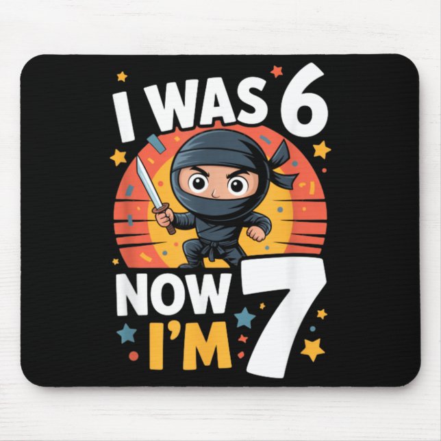 Alfombrilla De Ratón Cumpleaños Séptimo de Ninja Fui 6 Ahora Soy 7 (Frente)