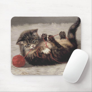 Alfombrilla De Ratón Cuna de gato, bola de yarn de gato