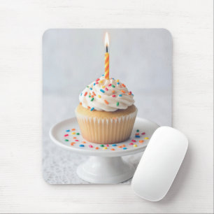Alfombrilla De Ratón Cupcake de cumpleaños con vela