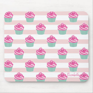 Alfombrilla De Ratón Cupcakes Adorables, Rayas -Personalizados