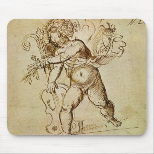 Alfombrilla De Ratón Cupido con un violín por Domenico Campagnola