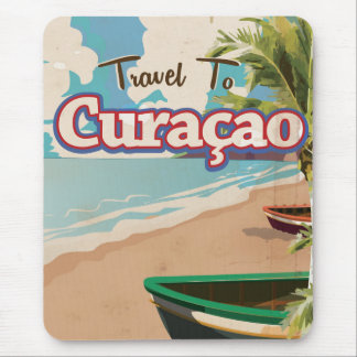 Alfombrilla De Ratón Curaçao vintage travel poster art.