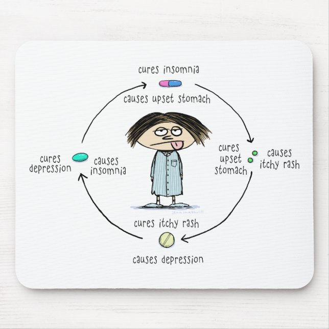 Alfombrilla De Ratón Curas y causas | Funny Medication Personalizado (Frente)