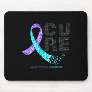 Alfombrilla De Ratón Cure Blue Purple Ribbon Suicidio Prevención Awaren