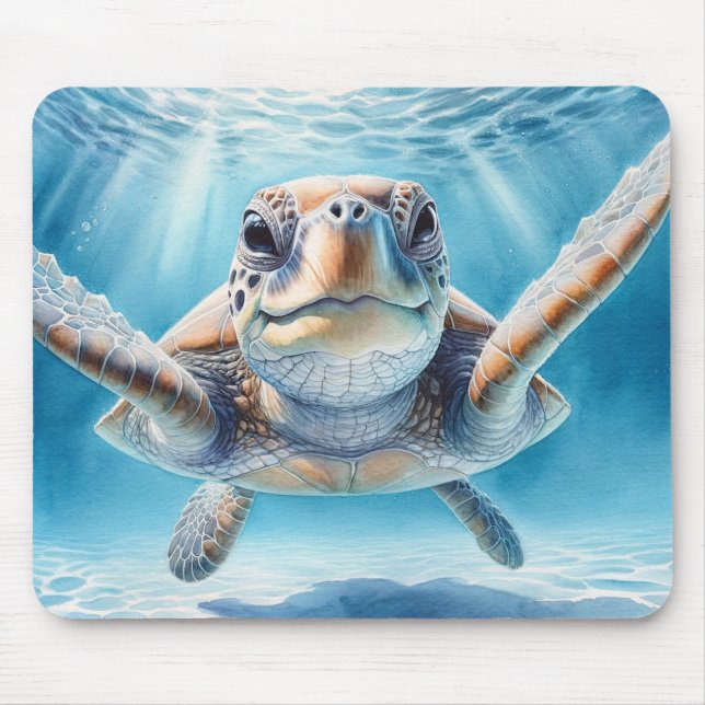 Alfombrilla De Ratón Curiosa Mousepad de tortuga marina (Frente)