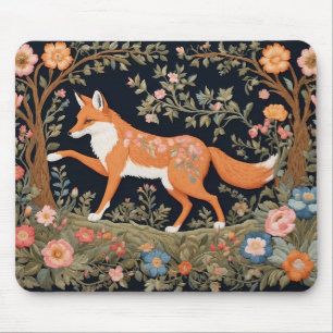 Alfombrilla De Ratón Curioso Fox Faux Embroidery Elegante Floral