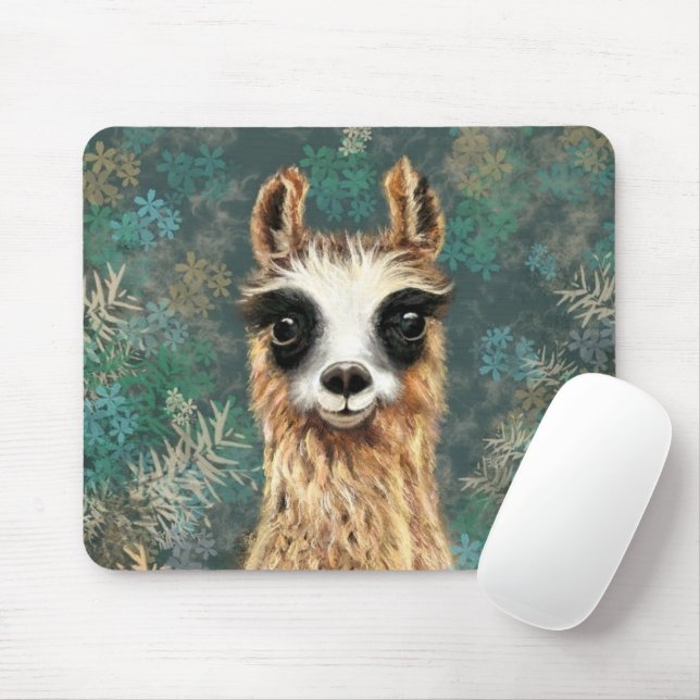 Alfombrilla De Ratón Curioso Llama Mouse Pad Divertido regalo - Pintura (Con ratón)