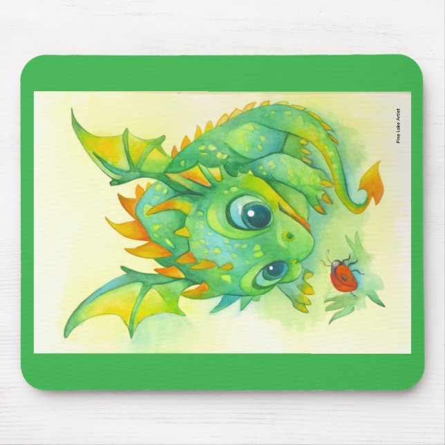 Alfombrilla De Ratón Curious Green Dragon Mouse Pad (Frente)
