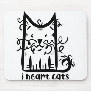 Alfombrilla De Ratón Curly Haired Messy Cat I Heart Cats