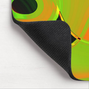 Alfombrilla De Ratón Curvas abstractas en verde cal con baño naranja