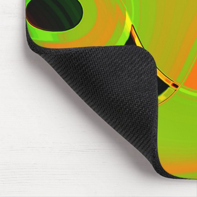 Alfombrilla De Ratón Curvas abstractas en verde cal con baño naranja (Esquina)