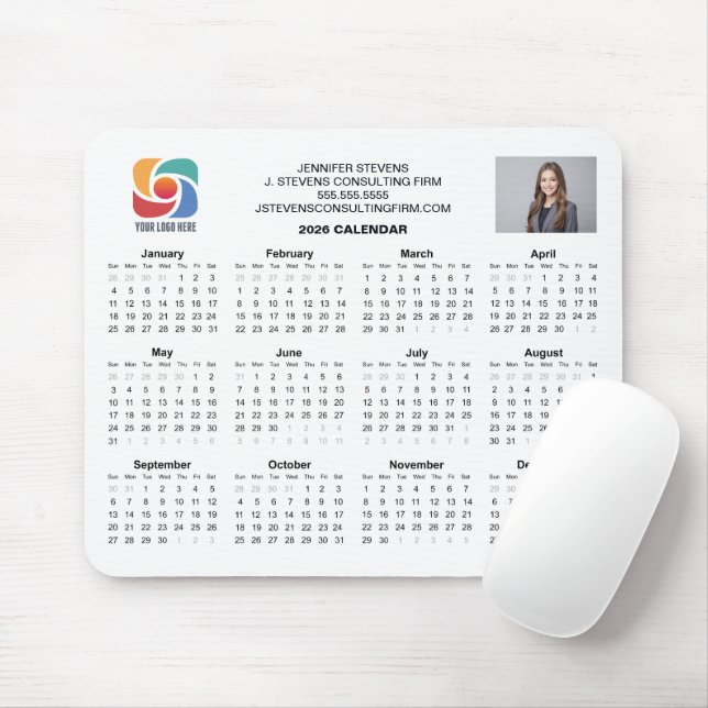Alfombrilla De Ratón Custom Business Logo 2026 Company Calendar (Con ratón)