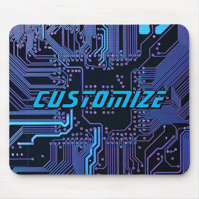 Alfombrilla De Ratón Custom Cyber Blue PCB Circuit Board Tech Art (Frente)