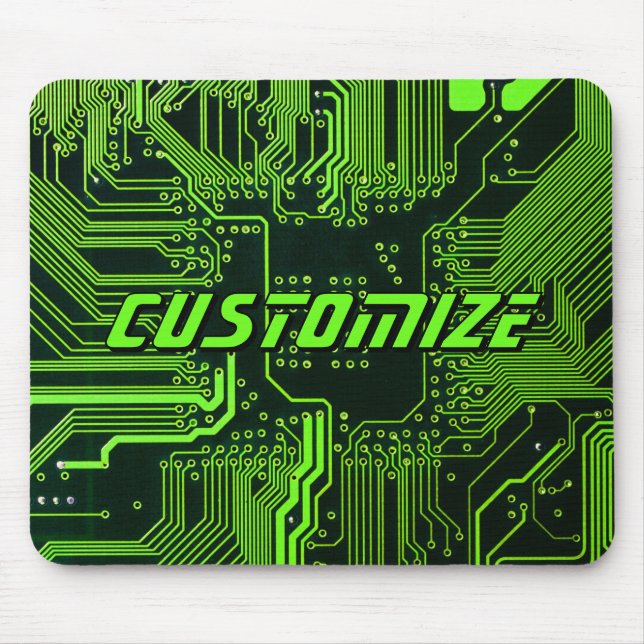 Alfombrilla De Ratón Custom Cyber Green PCB Circuit Board Tech Art (Frente)