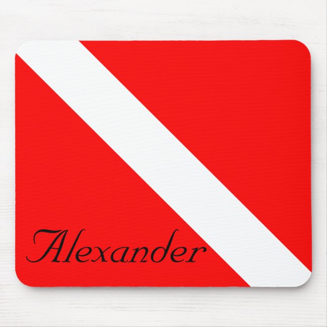 Alfombrilla De Ratón Custom Diver Down SCUBA Flag Red and White Square  (Frente)